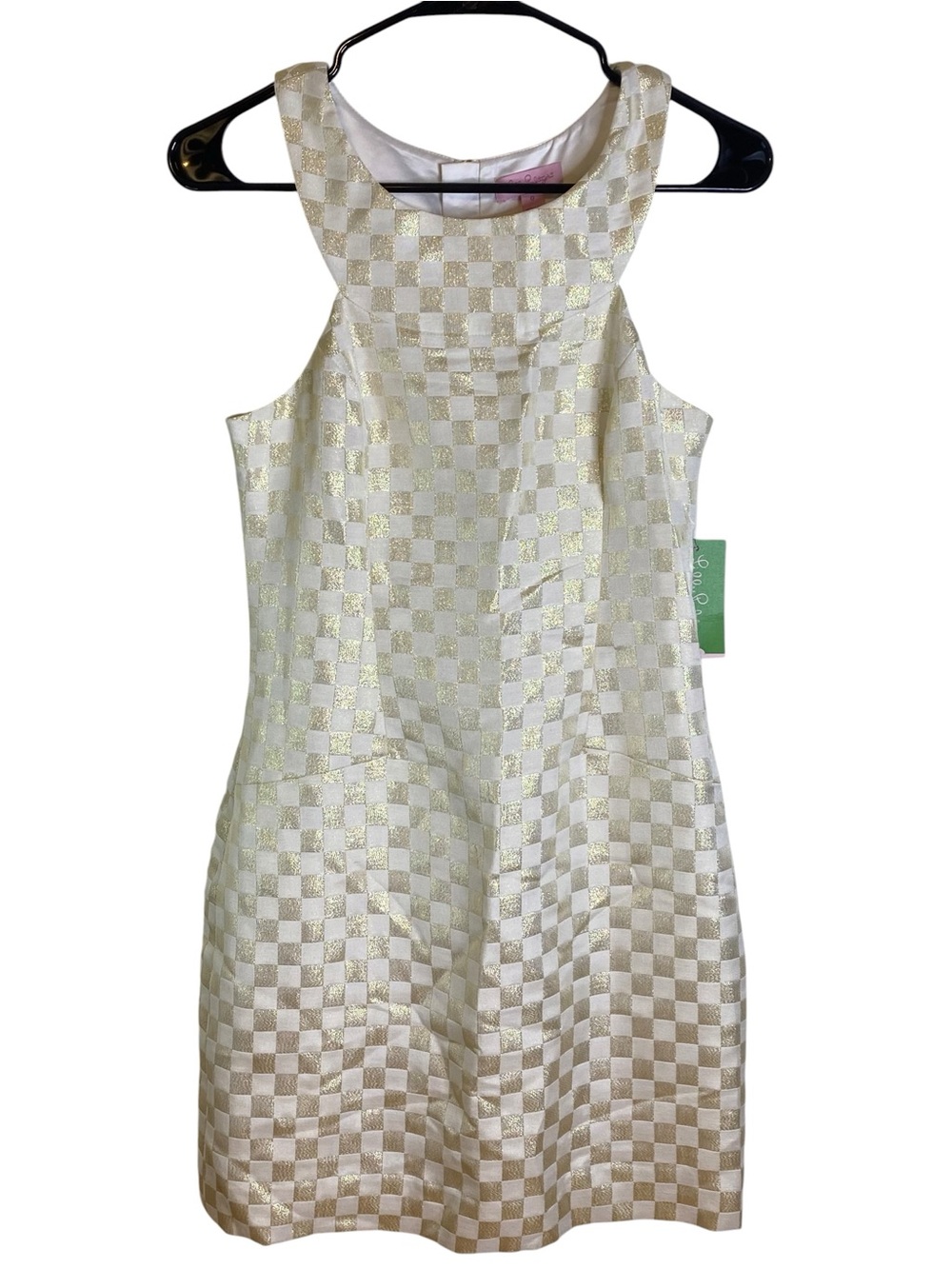 Lilly Pulitzer Jepson Metallic White Gold Sleeveless Bodycon Midi Dress SZ 0 NWT - Picture 2 of 15
